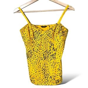 Aritzia Bright Yellow Animal Print Tank Top